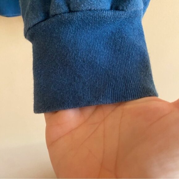 Vintage BOCA Cropped Sweatshirt Womans Large Blue Logo 100% Cotton Oversized 90s - Picture 8 of 16